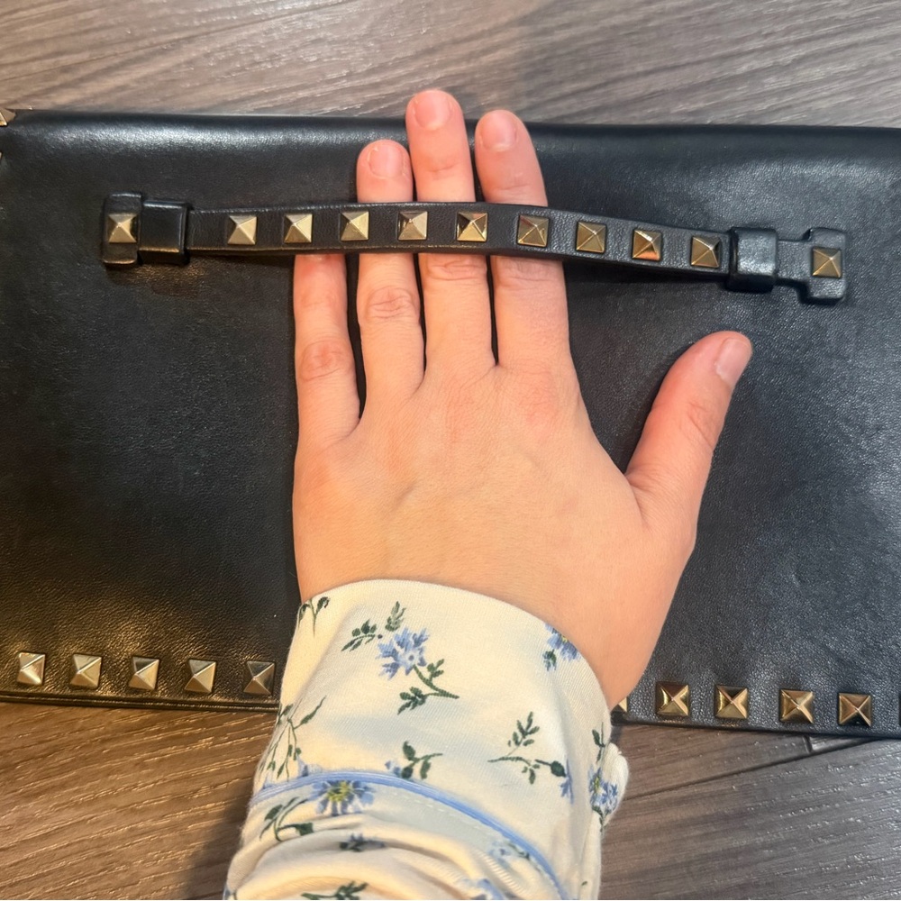 Valentino Rockstud Leather Clutch with Gold Accents - Picture 3 of 9